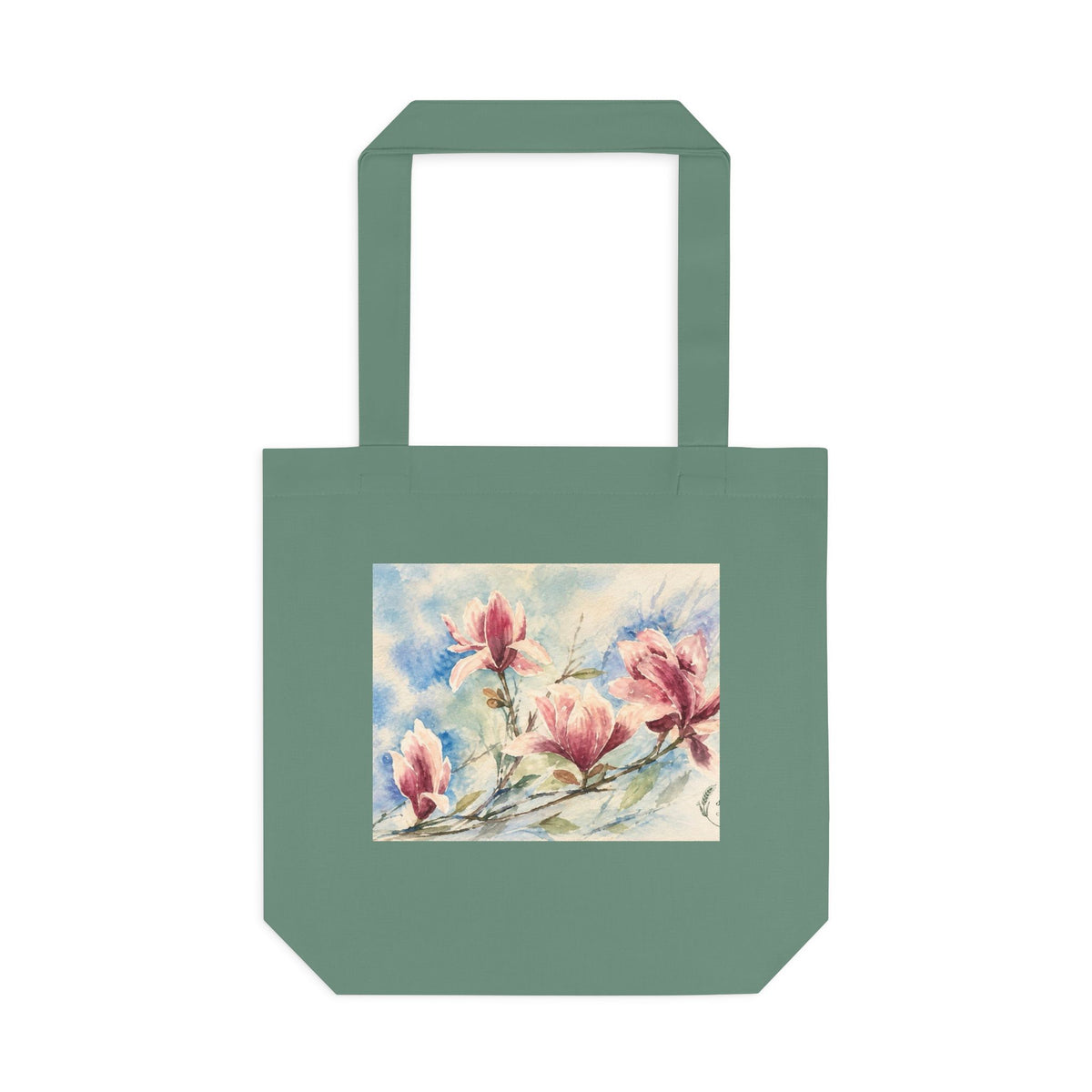 Floral Watercolor Tote Bag — "Sage" Botanical Cotton Shopper