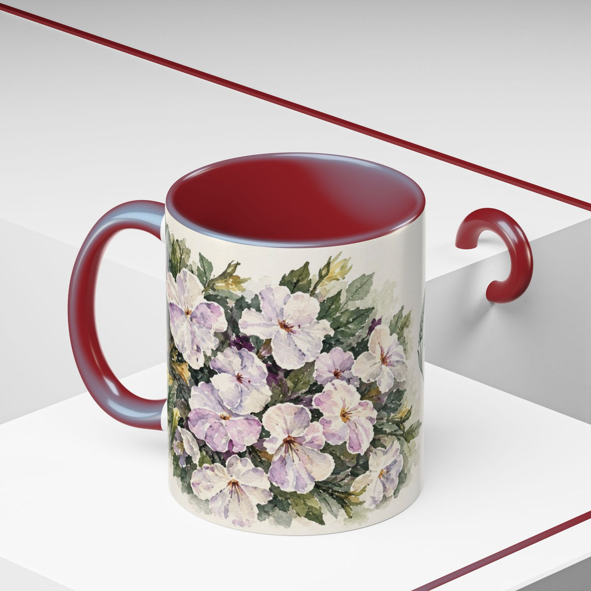 Cafe Accent Coffee Mug – Minimalist ‘Cafe Design, Neutral Beige & Coffee Bean Accent (11/15 oz)