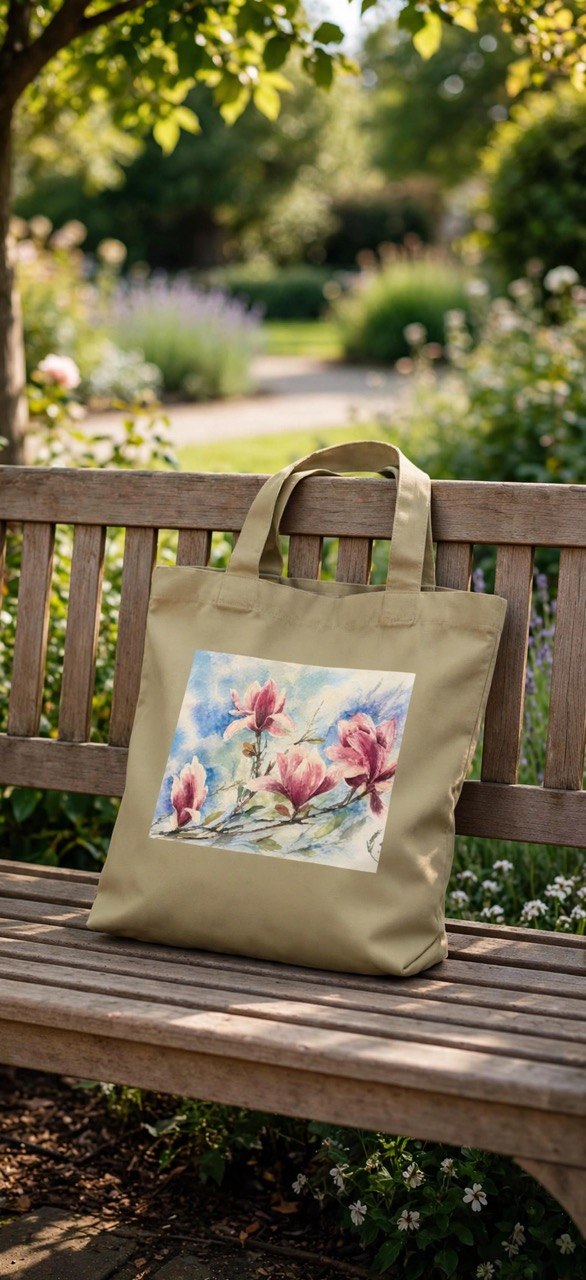 Floral Watercolor Tote Bag — "Sage" Botanical Cotton Shopper