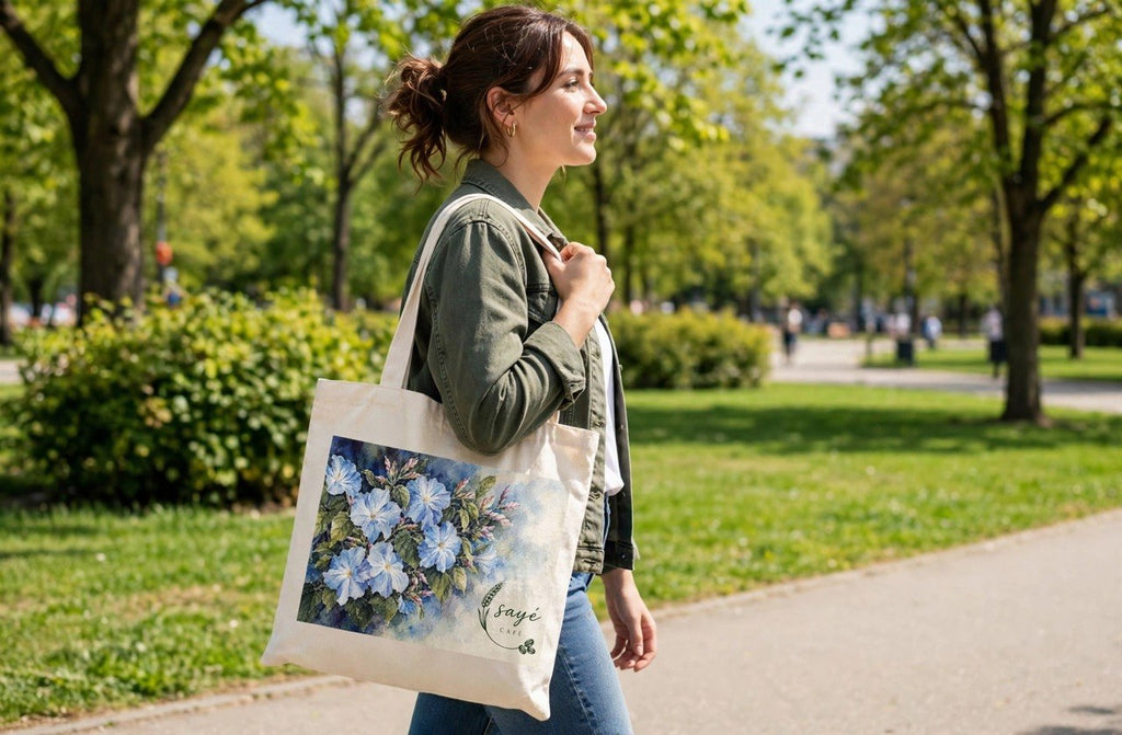 Canvas Tote Bag — Pink Watercolor Poppies Floral Market Tote