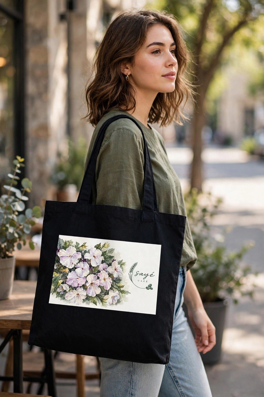Floral Purple Poppies Tote — Watercolor Cotton Market Bag
