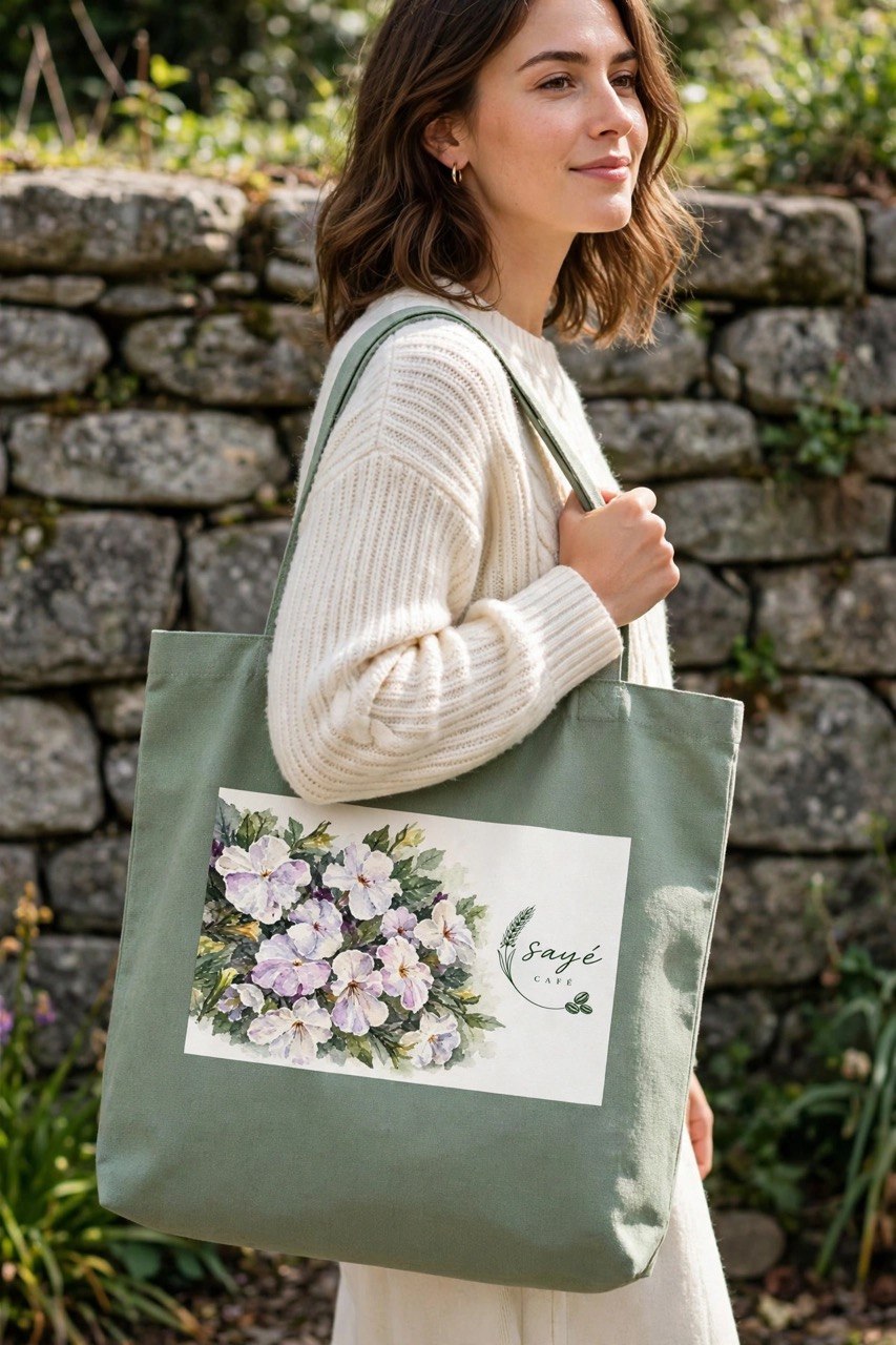 Floral Purple Poppies Tote — Watercolor Cotton Market Bag