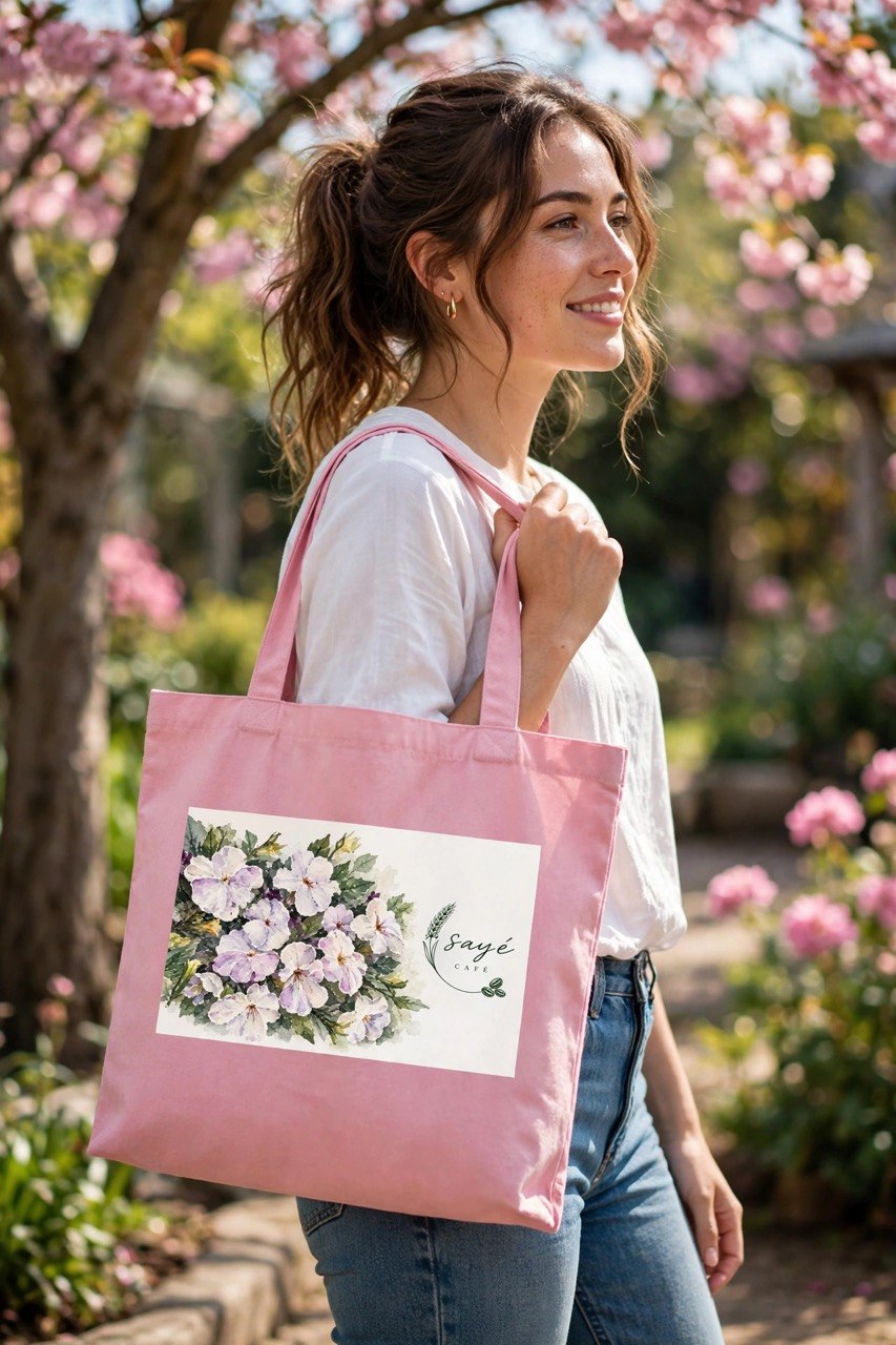 Floral Purple Poppies Tote — Watercolor Cotton Market Bag