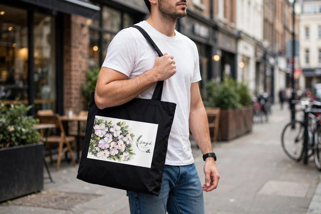 Floral Purple Poppies Tote — Watercolor Cotton Market Bag