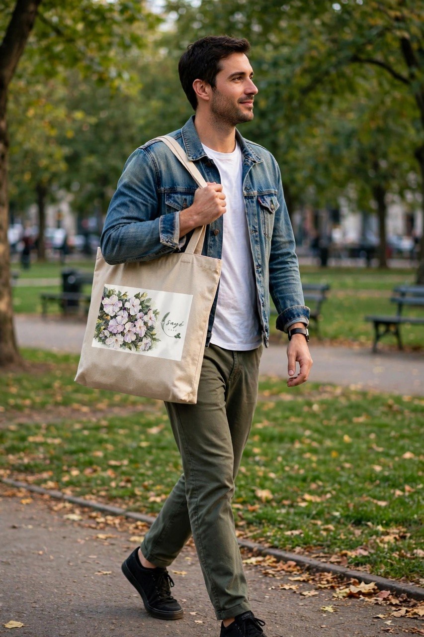 Floral Purple Poppies Tote — Watercolor Cotton Market Bag