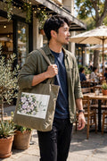 Floral Purple Poppies Tote — Watercolor Cotton Market Bag