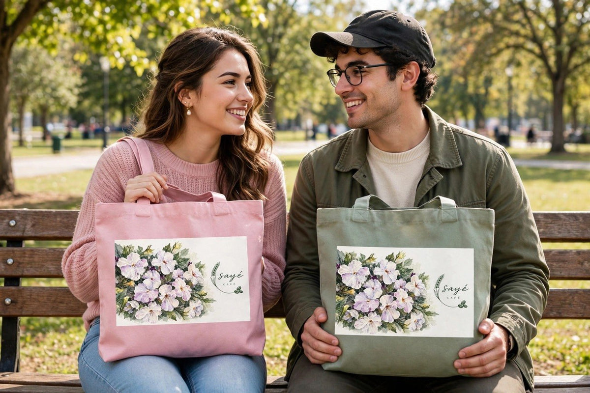 Floral Purple Poppies Tote — Watercolor Cotton Market Bag