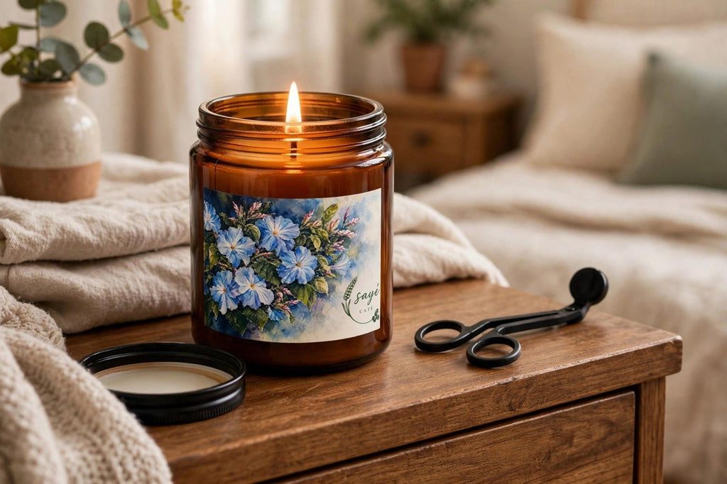 Gift Set, Scented Candle Jar — Coffee & Wheat Aromatherapy Candle with Wick Trimmer