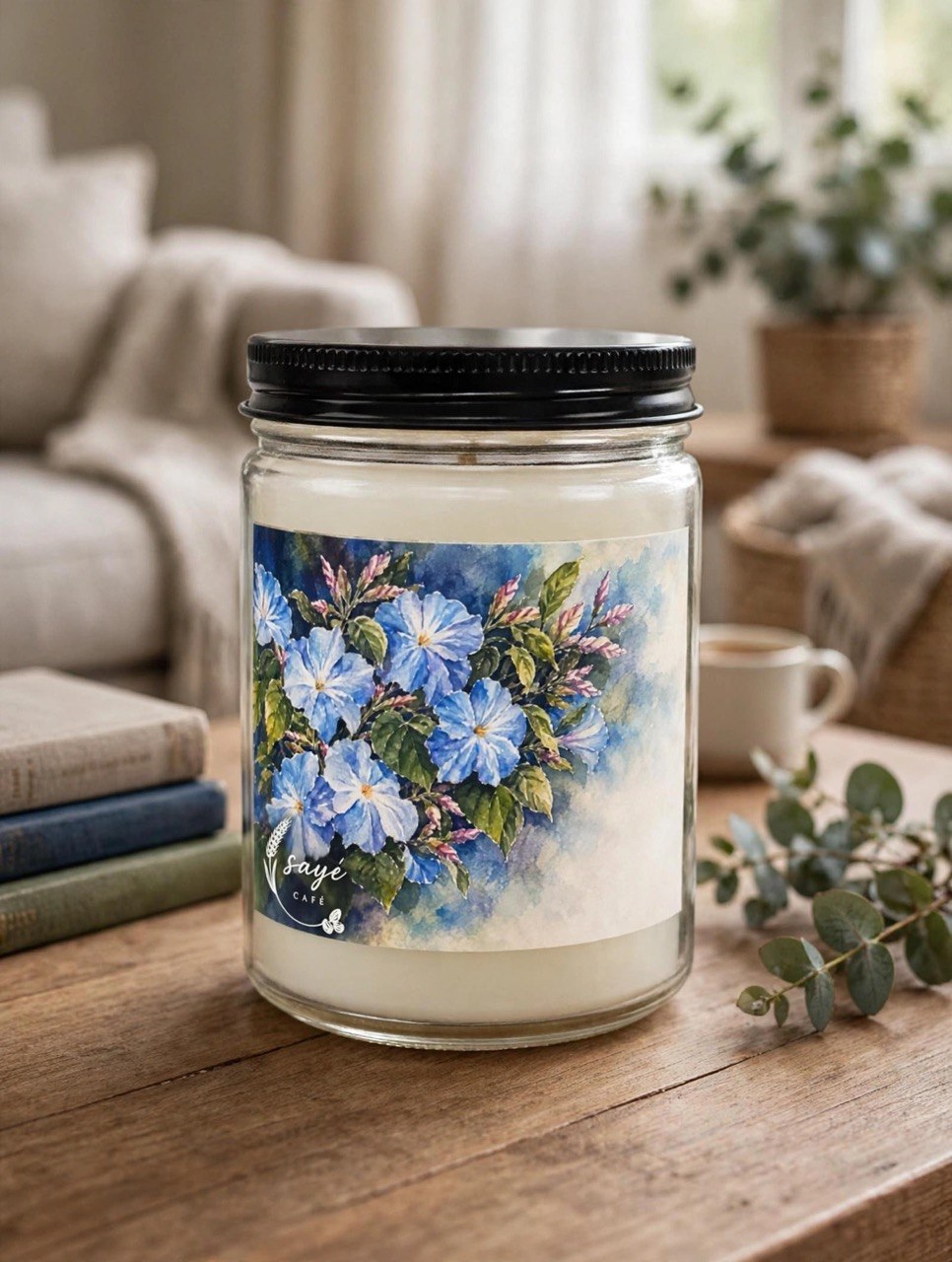 Gift Set, Scented Candle Jar — Coffee & Wheat Aromatherapy Candle with Wick Trimmer