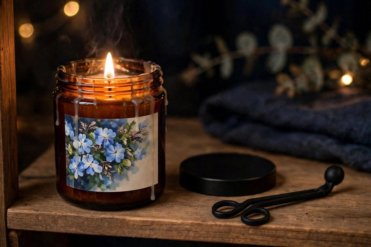 Gift Set, Scented Candle Jar — Coffee & Wheat Aromatherapy Candle with Wick Trimmer