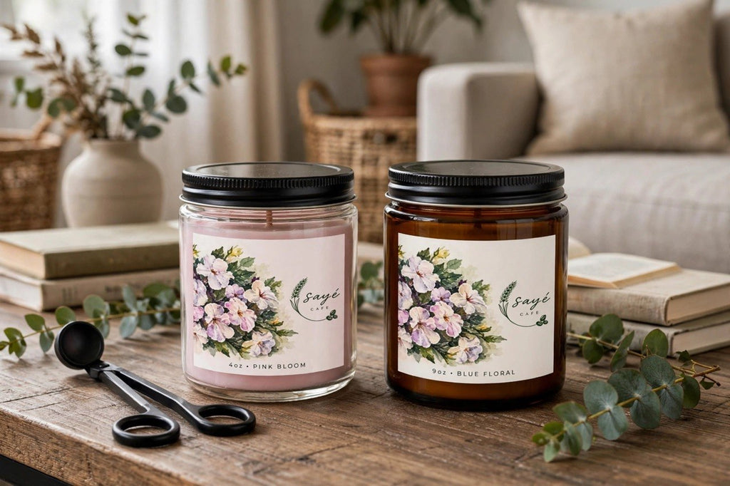 Gift Set, Scented Candle Jar — Coffee & Wheat Aromatherapy Candle with Wick Trimmer