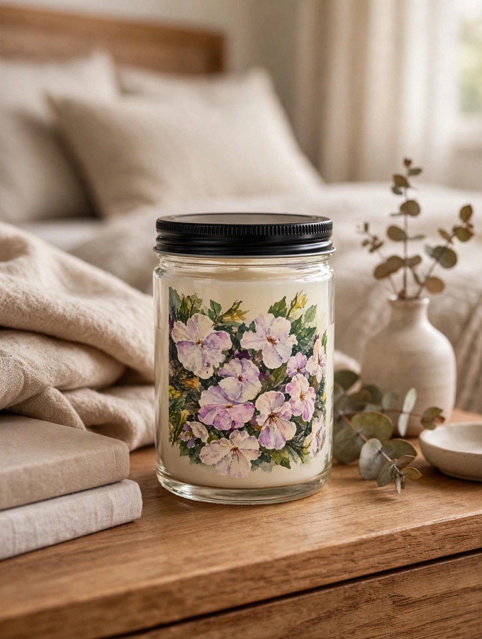 Gift Set, Scented Candle Jar — Coffee & Wheat Aromatherapy Candle with Wick Trimmer
